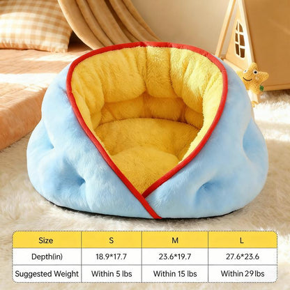 Plush Pet Nest Bed - Self-Heating, Ultra Soft & Cute Cave Bed for Dogs/Cats,Cozy Pet Bed for Dogs/Cats - Warm Plush Cave Bed, Super Soft & Self-Warming
