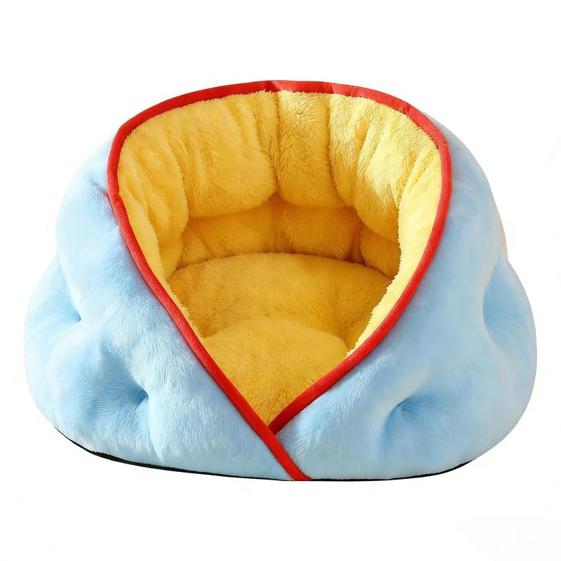 Plush Pet Nest Bed - Self-Heating, Ultra Soft & Cute Cave Bed for Dogs/Cats,Cozy Pet Bed for Dogs/Cats - Warm Plush Cave Bed, Super Soft & Self-Warming