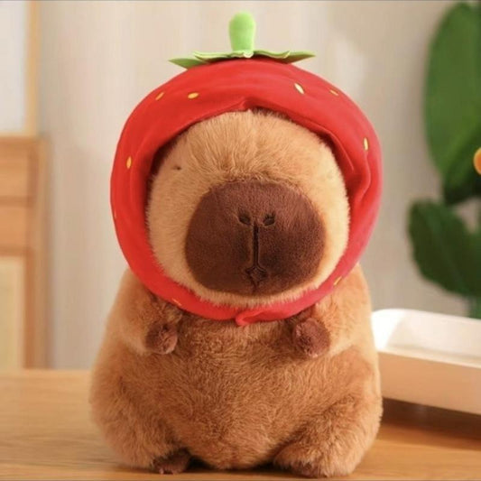 Capybara Strawberry Capybara Plush Toy - Cute Anime Fluffy Toy for Summer Gifts, Room Decor, Thanksgiving, and Chrismats - Stuffed Animal