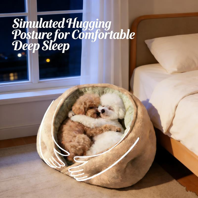Plush Pet Nest Bed - Self-Heating, Ultra Soft & Cute Cave Bed for Dogs/Cats,Cozy Pet Bed for Dogs/Cats - Warm Plush Cave Bed, Super Soft & Self-Warming
