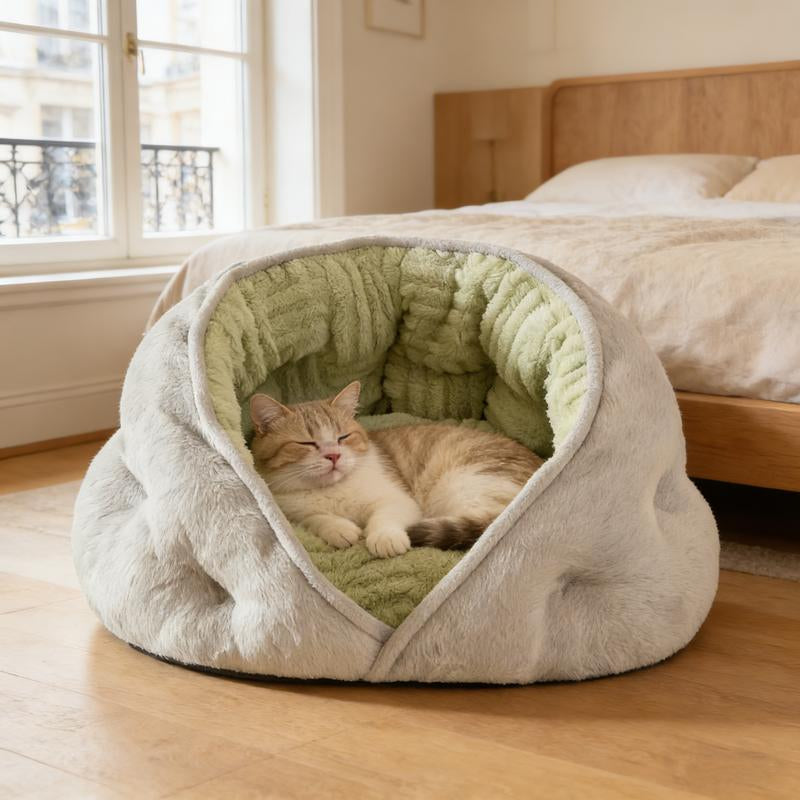 Plush Pet Nest Bed - Self-Heating, Ultra Soft & Cute Cave Bed for Dogs/Cats,Cozy Pet Bed for Dogs/Cats - Warm Plush Cave Bed, Super Soft & Self-Warming