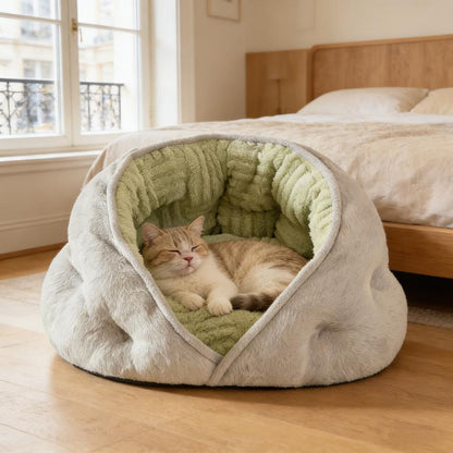 Plush Pet Nest Bed - Self-Heating, Ultra Soft & Cute Cave Bed for Dogs/Cats,Cozy Pet Bed for Dogs/Cats - Warm Plush Cave Bed, Super Soft & Self-Warming