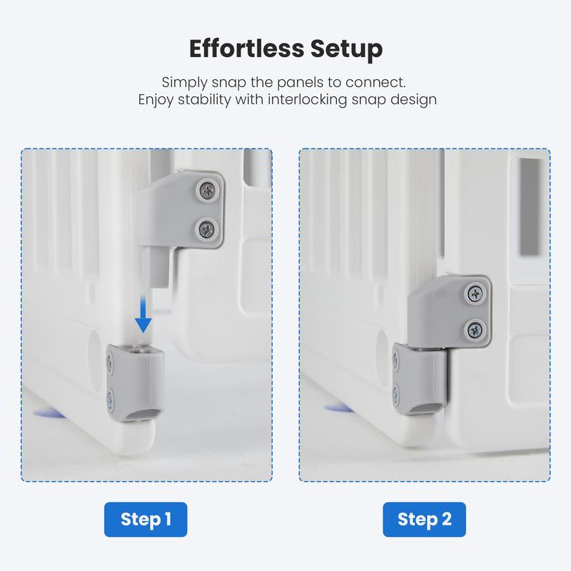Plastic Pet Playpen, Durable Puppy Playpen with Lockable Door and Non-Slip Bottom, Portable Indoor Outdoor Puppy Pen