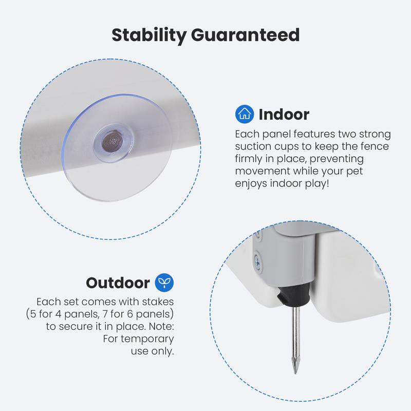Plastic Pet Playpen, Durable Puppy Playpen with Lockable Door and Non-Slip Bottom, Portable Indoor Outdoor Puppy Pen