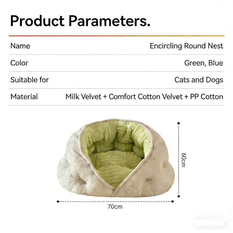 Plush Pet Nest Bed - Self-Heating, Ultra Soft & Cute Cave Bed for Dogs/Cats,Cozy Pet Bed for Dogs/Cats - Warm Plush Cave Bed, Super Soft & Self-Warming