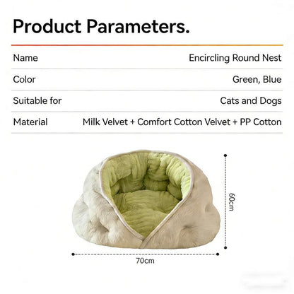 Plush Pet Nest Bed - Self-Heating, Ultra Soft & Cute Cave Bed for Dogs/Cats,Cozy Pet Bed for Dogs/Cats - Warm Plush Cave Bed, Super Soft & Self-Warming